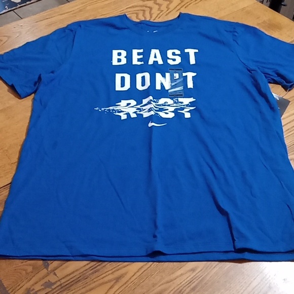 NIKE MENS T TEE SHIRT EXTRA LARGE XL New Workout BLUE WHITE ATHLETIC CUT - Picture 2 of 5